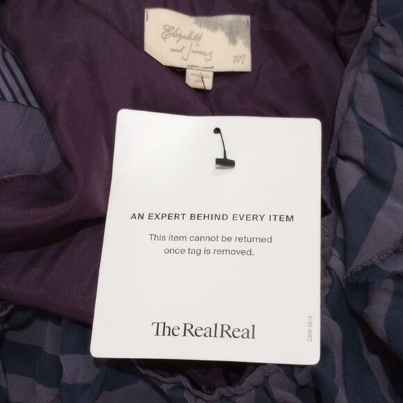 Elizabeth And James Purple Silk Ruffled Sleeveless Blouse - Size M - Picture 8 of 9